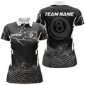 Custom Name Grey 8 Ball Billiard Design Outfit Women's Polo Shirts S-5XL