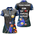 Custom Billiard Aim Shoot Swear Repeat Blue 3D Print Women's Polo Shirts S-5XL