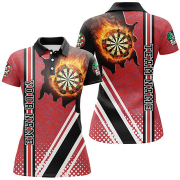 Custom Personalized Darts Board Fire Flame Team Shirt Women's Polo Shirts S-5XL