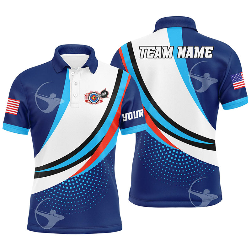 Personalized Blue Archer Jersey Custom Team Name Polo for Men Men's Polo Shirt