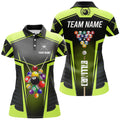 Custom Green Neon Billiard 3D Pool League Shirts Women's Polo Shirts S-5XL