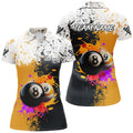 Custom Name Billiard 8 Ball and 9 Ball Grunge Style Shirt Women's Polo Shirts S-5XL
