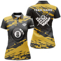 Custom Black Yellow Camouflage 8 Ball Pool Billiard Shirt Women's Polo Shirts S-5XL