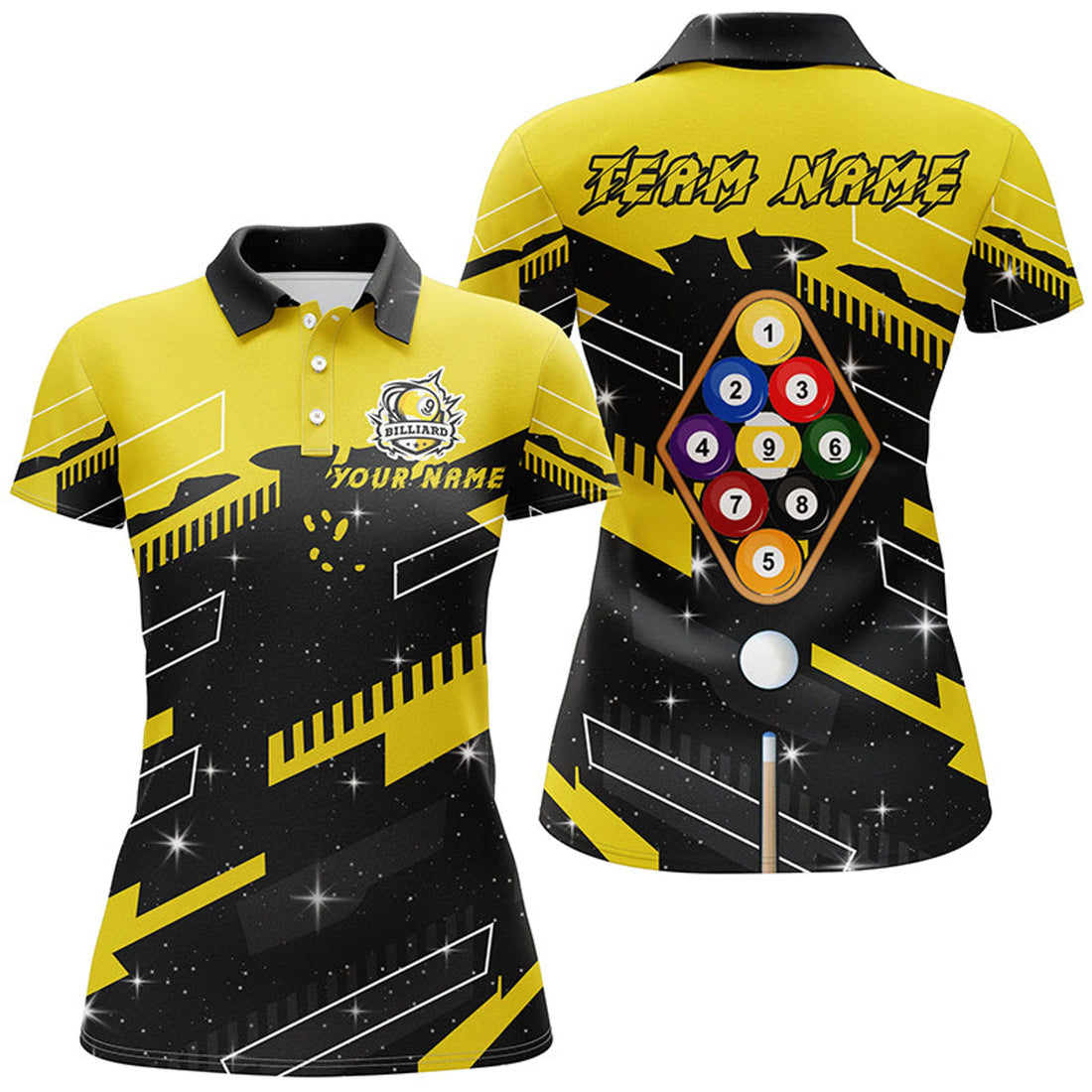 Custom Name 9 Ball Pool Team Billiard Jerseys for Women Women's Polo Shirts S-5XL
