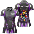Custom Purple 8 Ball Fire Billiard Team Shirt Personalized Women's Polo Shirts S-5XL