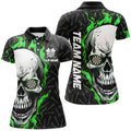 Custom Personalized 3D Green Skull Flame Dart for Women's Polo Shirts S-5XL