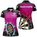 Custom Funny Darts Shirts in Splashing Water Pink Women's Polo Shirts S-5XL