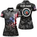 Custom Name Christmas USA Flag Archery Merry Christmas Women's Polo Shirts S-5XL