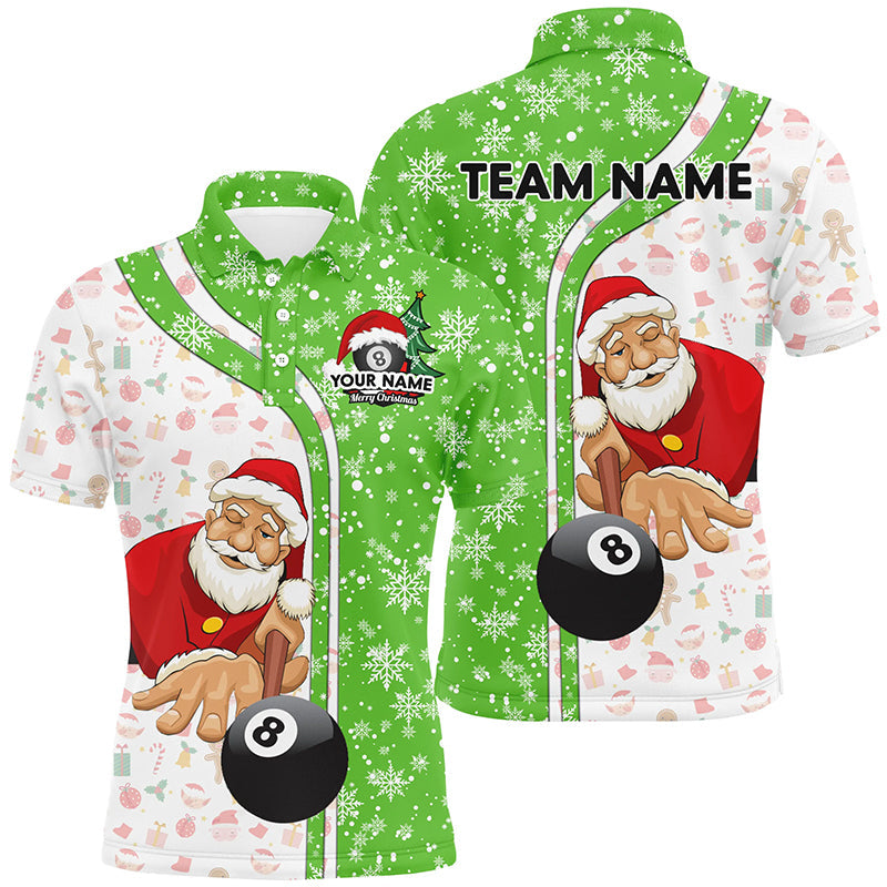 Funny Christmas Santa Pool 8 Ball Snowflake Personalized Men's Polo Shirt