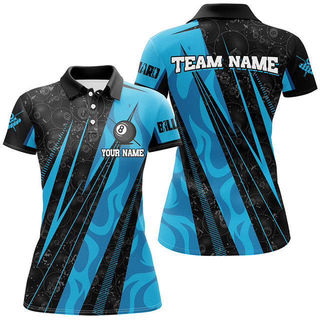 Custom Blue Billiard Tournament Sport Uniforms for Women Women's Polo Shirts S-5XL