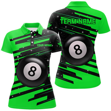 Custom Green 8 Ball Pool Billiard for Team League Women's Polo Shirts S-5XL