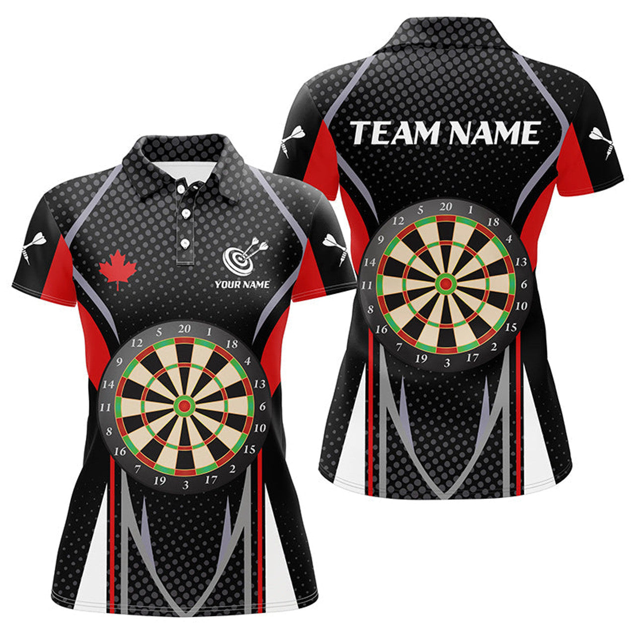 Custom Personalized Canadian Flag Dart for Women's Polo Shirts S-5XL