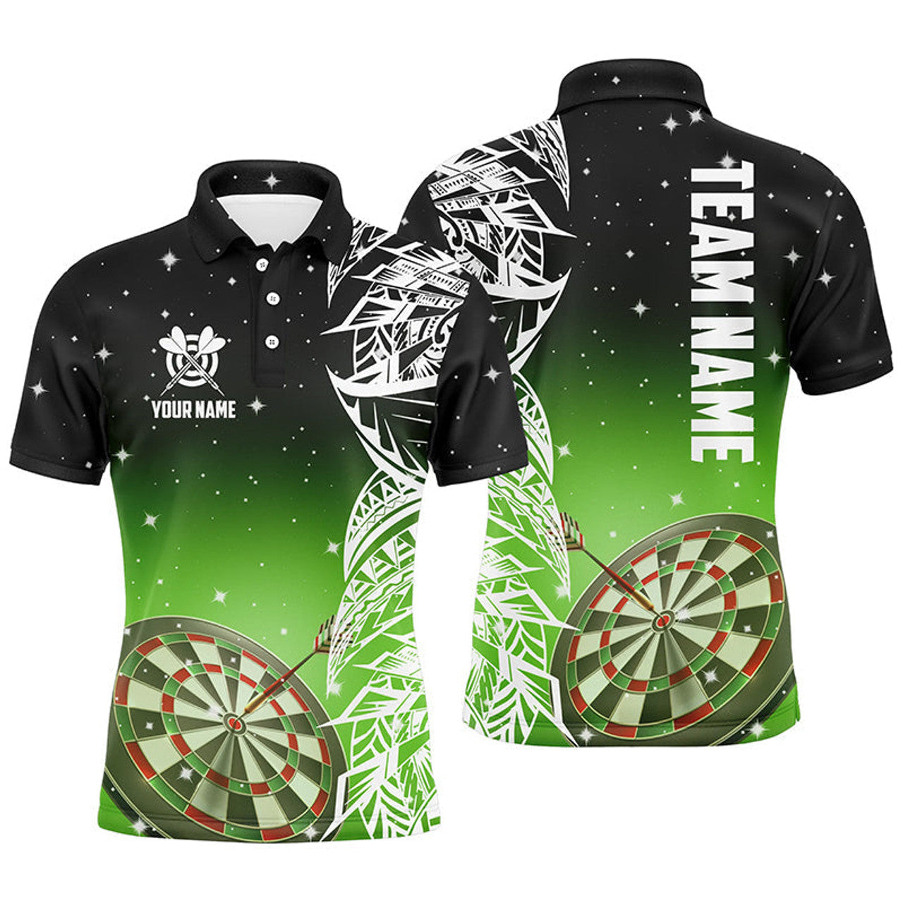 Custom Dart League Shirt 3D Dart Board Green Version Men's Polo Shirt S-5XL