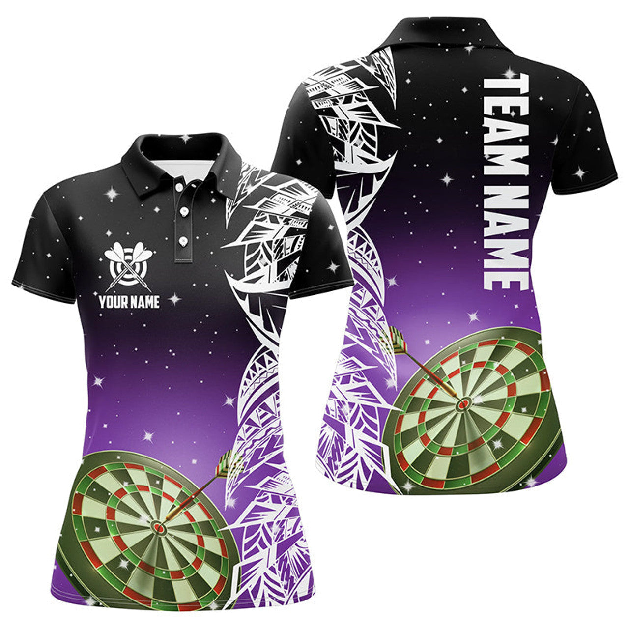 Custom 3D Dart Board Purple Shirt for Dart League Women's Polo Shirts S-5XL