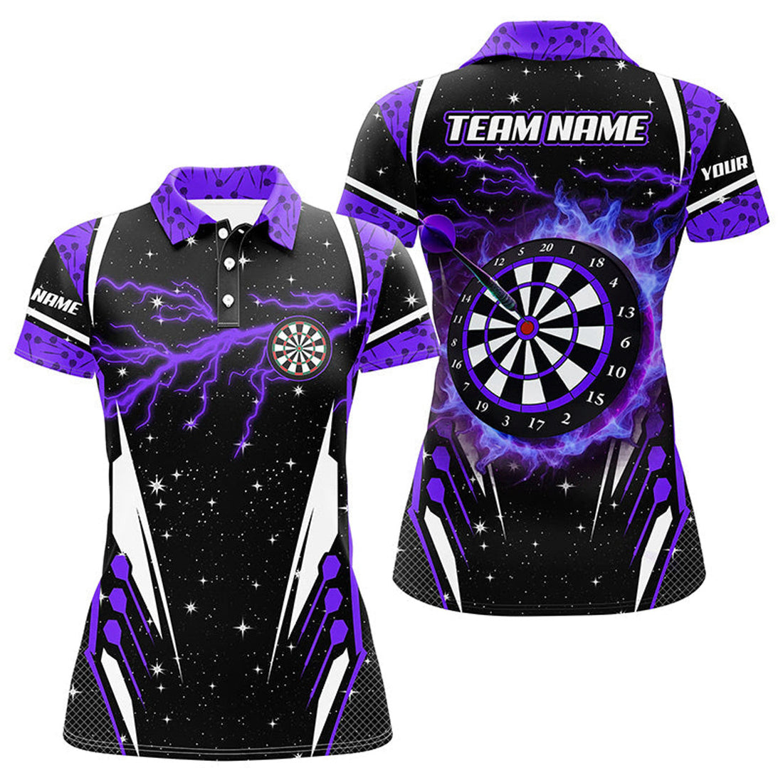 Custom Personalized Purple Dart Team League Shirts Women's Polo Shirts S-5XL