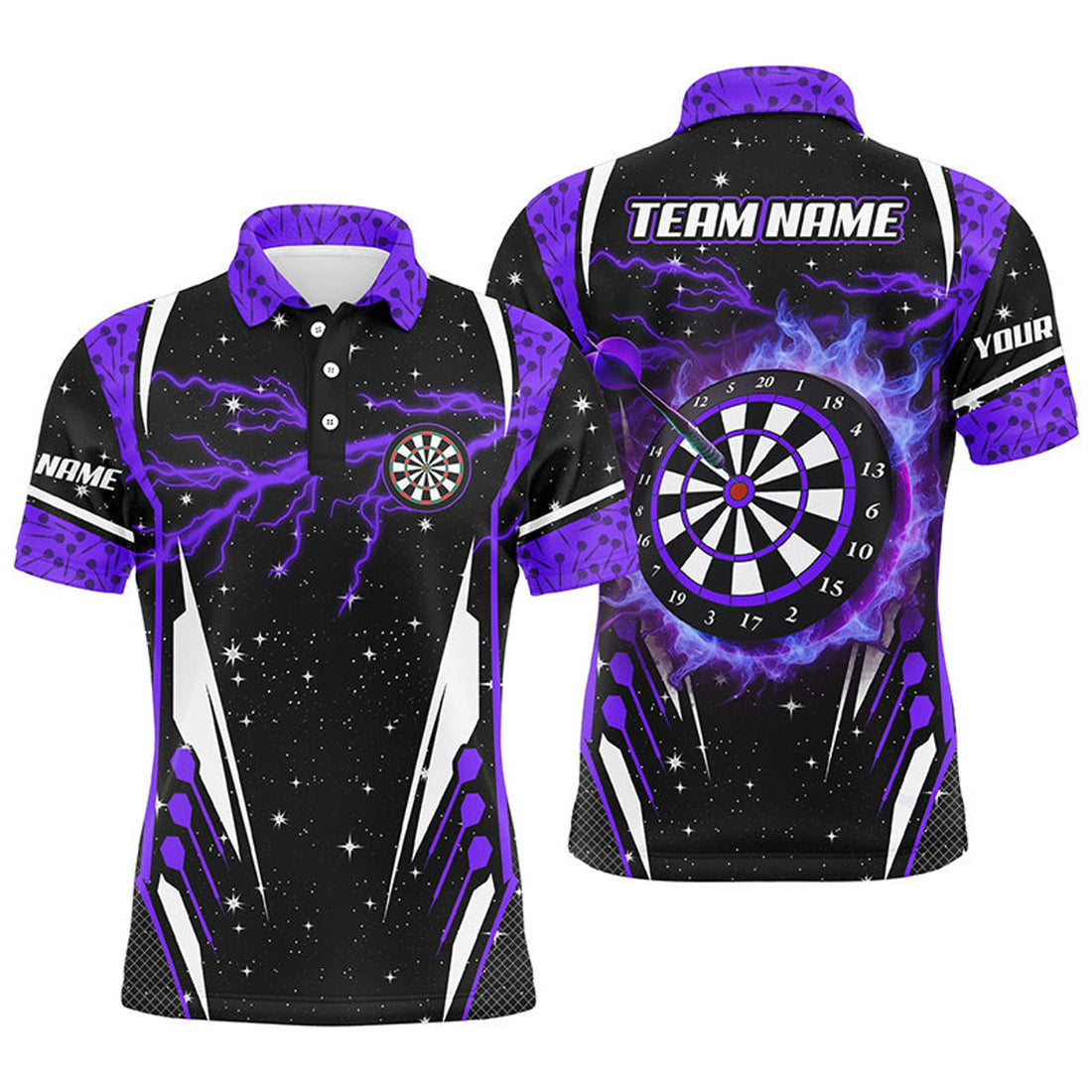 Personalized Thunder Lightning Dart Jersey Custom Team Men's Polo Shirt S-5XL