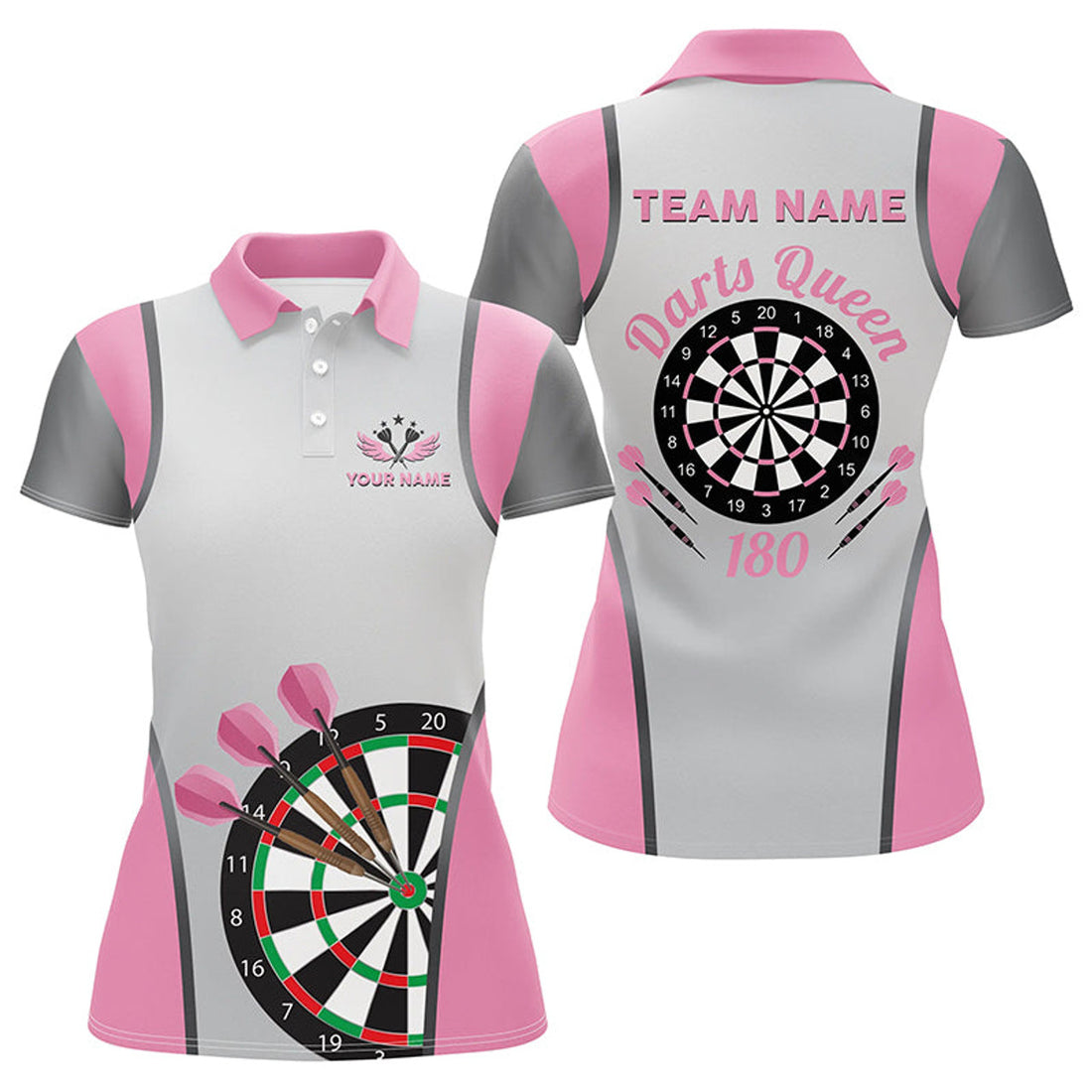 Custom Pink Darts Queen 180 Shirt Mother's Day Women's Polo Shirts S-5XL