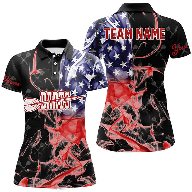 Customized Darts Pattern American Flag Smoke Darts Shirts Women's Polo Shirts S-5XL