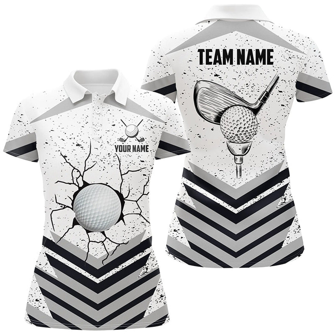 Custom Crack Golf Ball Grunge Team Shirt for Golfer Women's Polo Shirts S-5XL