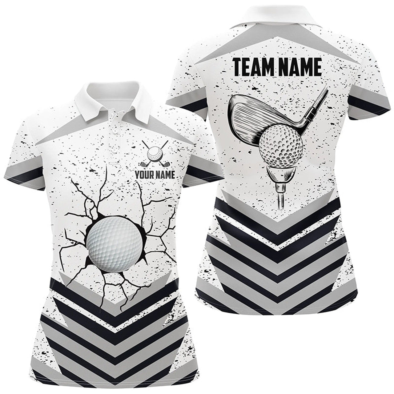 Custom Crack Golf Ball Grunge Team Shirt for Golfer Women's Polo Shirts S-5XL
