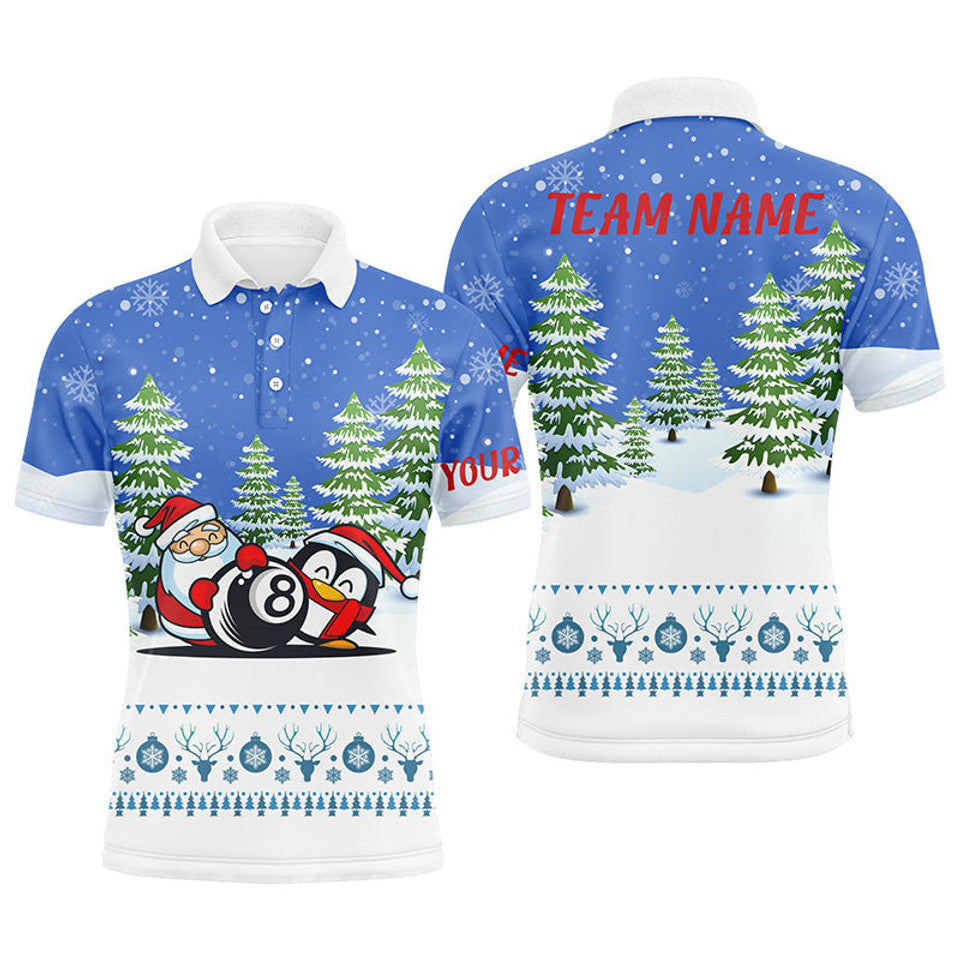 Custom Christmas Billiard Snow Pattern Polo Shirt Gift Women's Polo Shirts S-5XL