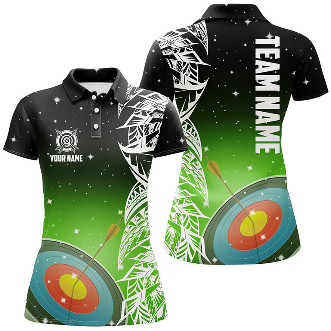 Custom Personalized 3D Target Archery Galaxy Pattern Women's Polo Shirts S-5XL