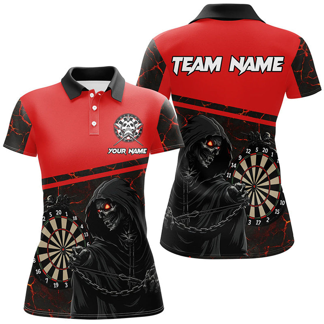 Custom Personalized Death Skeleton Darts Polo For Women's Polo Shirts S-5XL