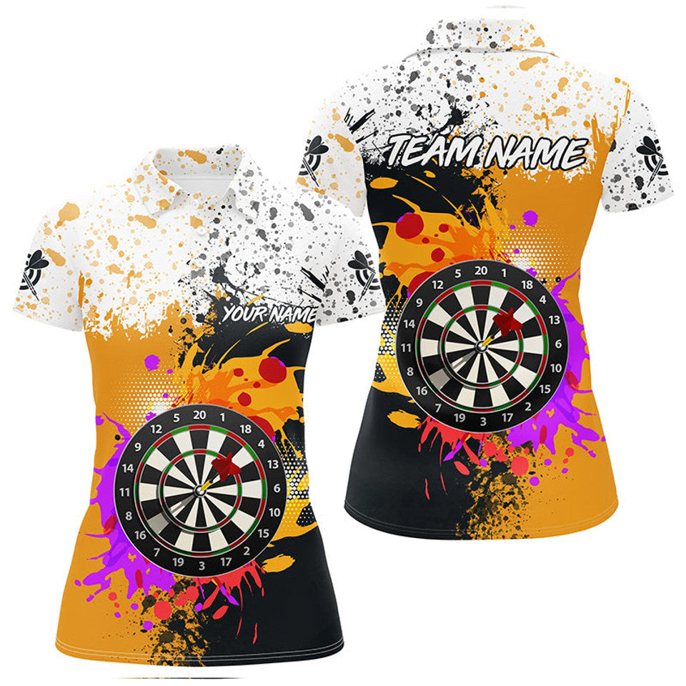 Custom Dart Board Black Yellow Grunge Women's Polo Shirts S-5XL