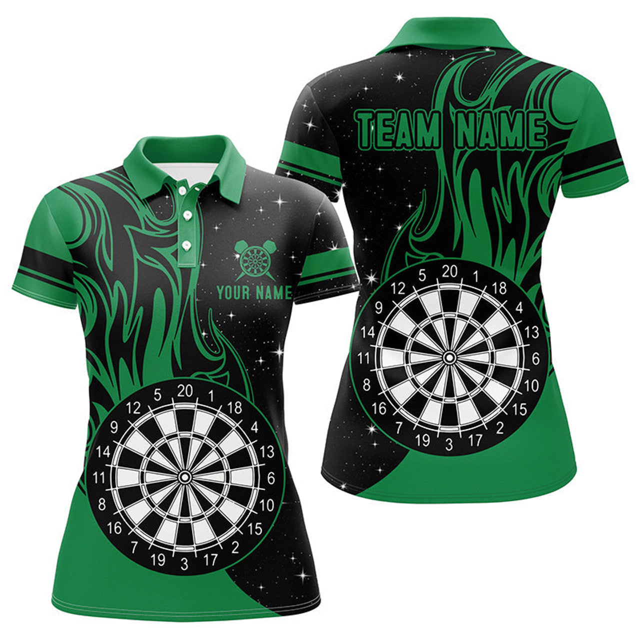 Custom Personalized Green Darts Fire Best Darts For Women's Polo Shirts S-5XL