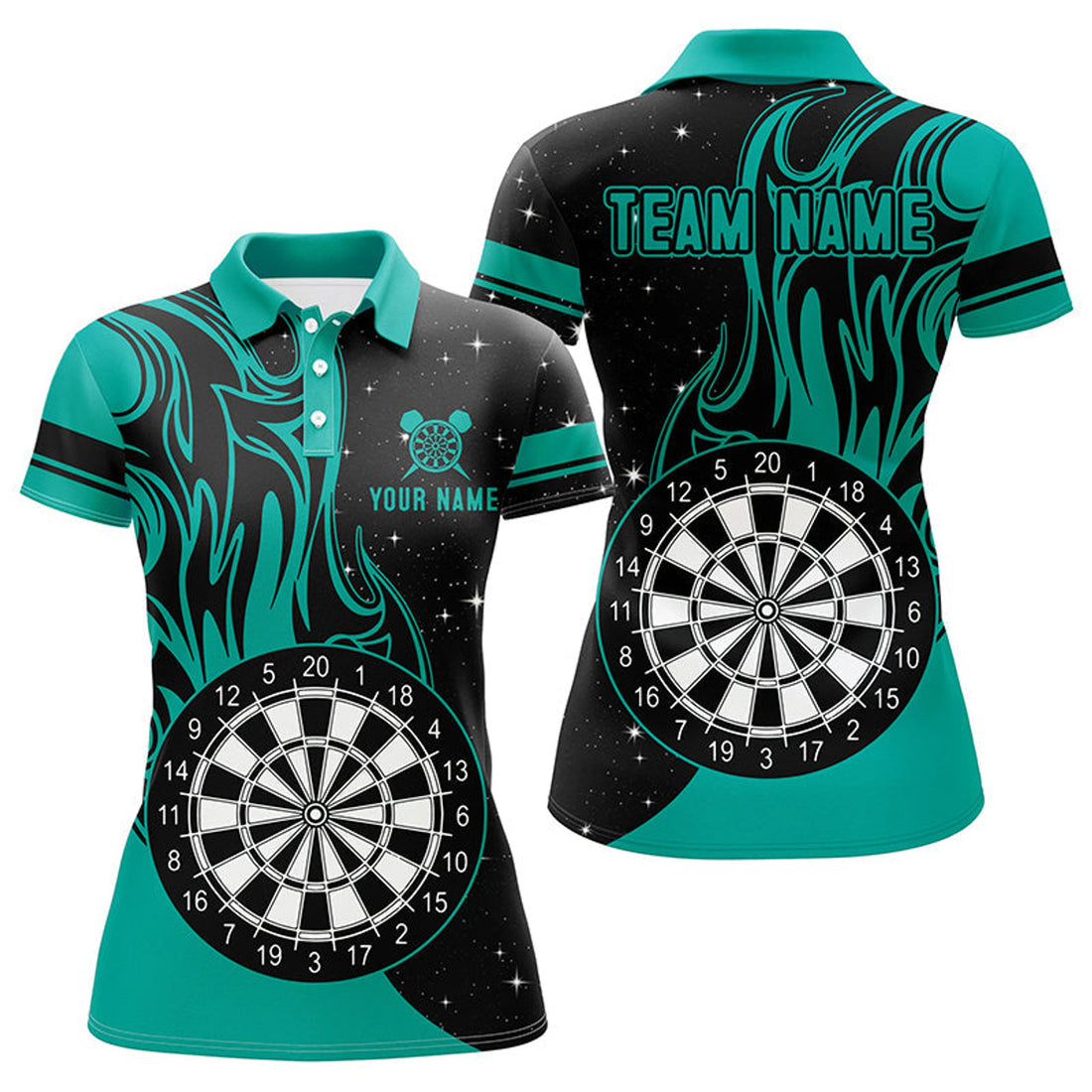Custom Personalized Turquoise Darts Fire Best For Women's Darts Team S-5XL