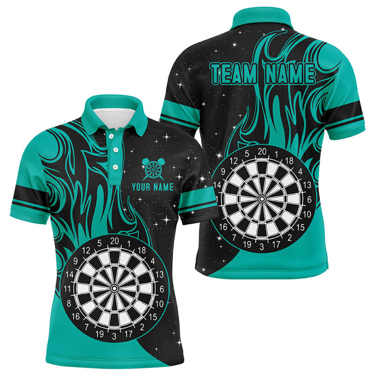 Personalized Turquoise Darts Fire Polo Shirt Men's Polo Shirt S-5XL