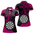 Custom Personalized Pink Darts Fire for Women Darts Team Women's Polo Shirts S-5XL