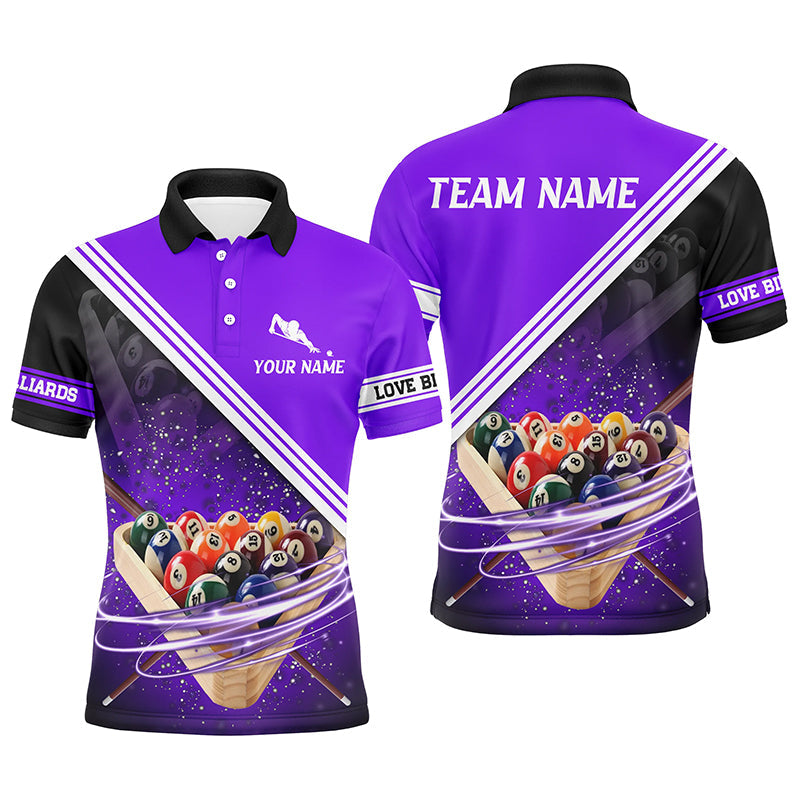 Custom Purple Billiards 3D Printed Best 8 Ball Pool Men's Polo Shirt S-5XL
