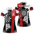 Custom Black Red Grunge Style Darts Polo with Team Women's Polo Shirts S-5XL