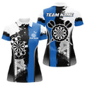 Custom Name Darts Team Black Blue Grunge Style Polo For Women's Polo Shirts S-5XL