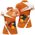 Custom Name Billiard Ball Orange 3D Team Uniform Women's Polo Shirts S-5XL