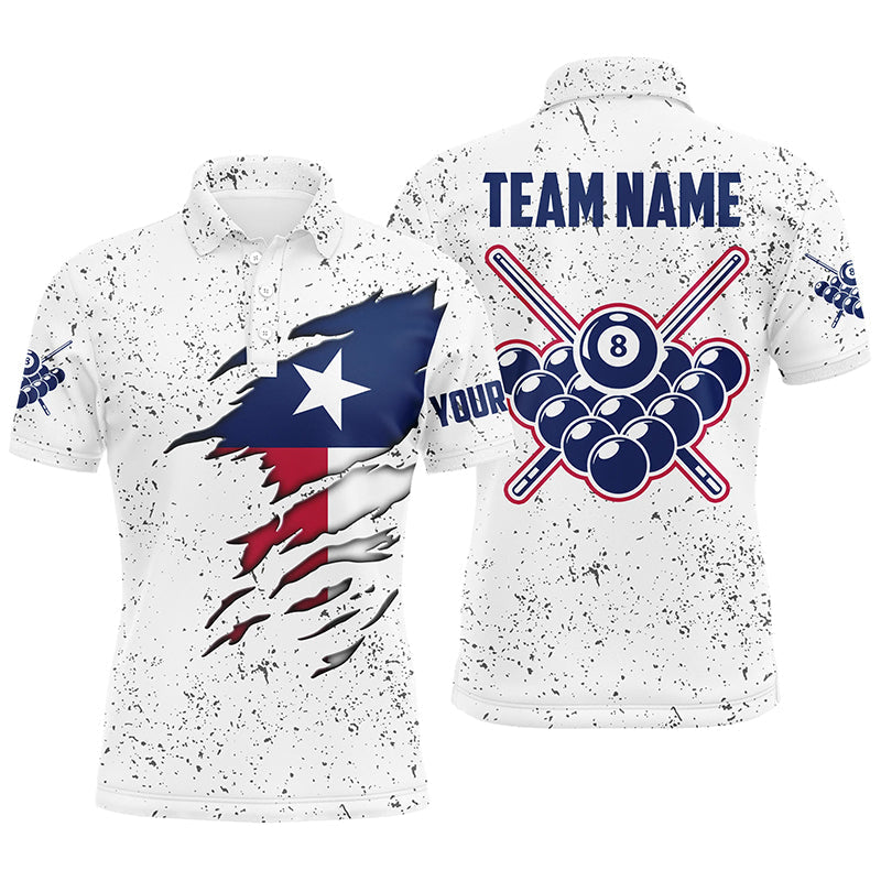 8 Ball Pool Texas Flag Personalized Billiard Men's Polo Shirt Custom S 5XL