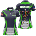 Custom Personalized Green 8 Ball Pool Billiard Women's Polo Shirts S-5XL
