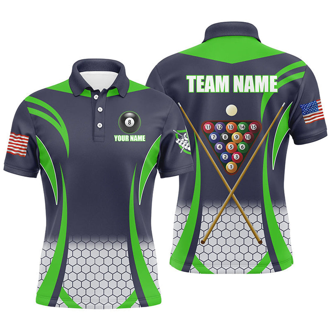 Personalized Green 8 Ball Pool Billiard Polo Shirt Men's Polo Shirt S-5XL