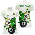 Custom 3D Billiard Balls Shamrock St Patrick's Day Women's Polo Shirts S-5XL