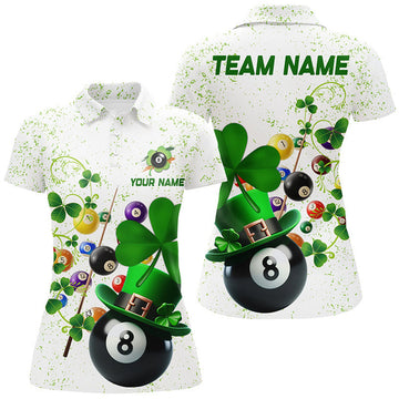 Custom 3D Billiard Balls Shamrock St Patrick's Day Women's Polo Shirts S-5XL