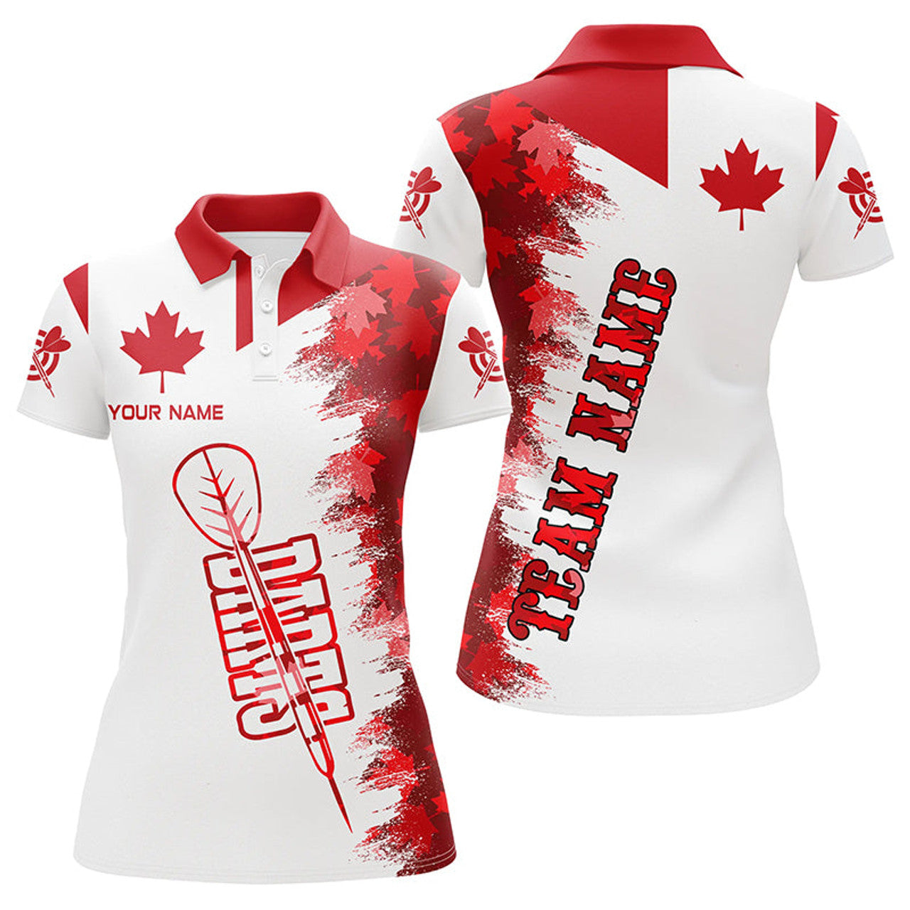 Custom Personalized Canada Flag Vintage for Darts Team Women's Polo Shirts S-5XL