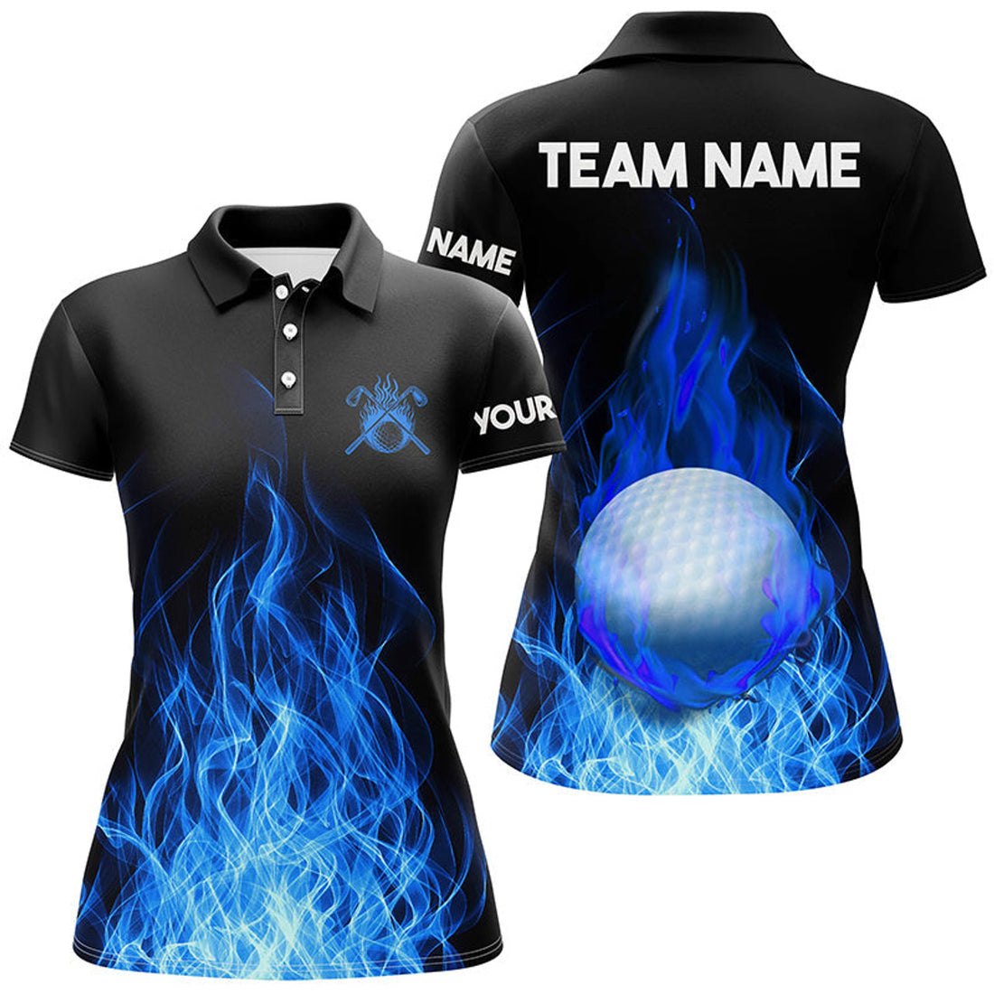 Custom Womens Golf Fire Flame Design Outfit for Ladies Women's Polo Shirts S-5XL