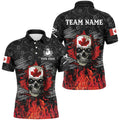 Custom Billiard Retro Skull Canadian Flag Patriotic Men's Polo Shirt S-5XL