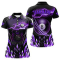 Custom Purple Icy Lightning 8 Ball Pool Billiard Team Women's Polo Shirts S-5XL