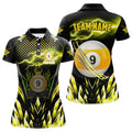 Custom Personalized Yellow Icy Lightning 9 Ball Pool Women's Polo Shirts S-5XL