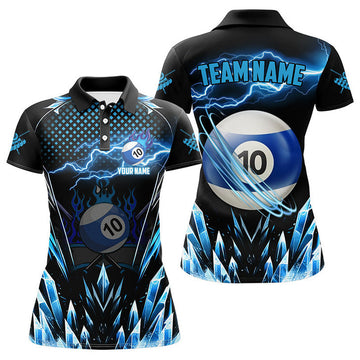 Custom Personalized Lightning 10 Ball Billiard Team Polo Women's Polo Shirts S-5XL