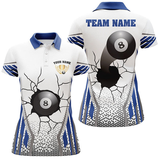 Custom Personalized 8 Ball Broke Wall Billiard Polo Shirts Women's Polo Shirts S-5XL