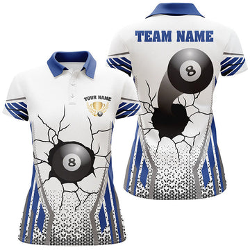 Custom Personalized 8 Ball Broke Wall Billiard Polo Shirts Women's Polo Shirts S-5XL
