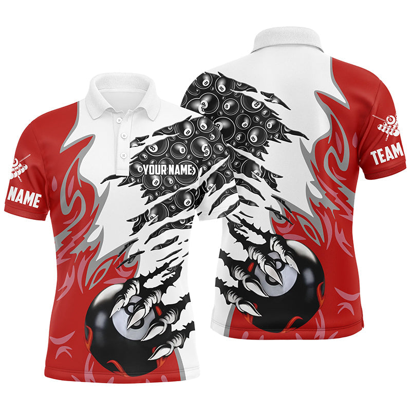 Personalized Claw 8 Ball Pool Red 3D Billiard Shirt S-5XL Men's Polo Shirt